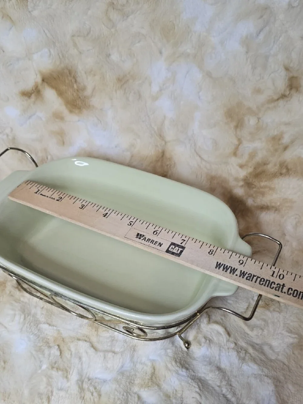 VTG 1983 Pfaltzgraff FTDA Celery Green 32 oz Casserole Baking Dish w/Metal Rack